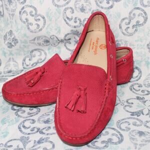 Marc Joseph Flats‎ Loafer Red Leather with Tassels. Size 7.5